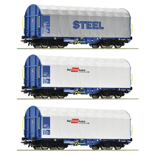 Roco 77024 - 3-tlg. Set: Schiebeplanenwagen, ÖBB