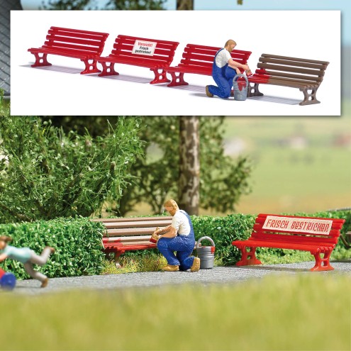 Busch 7978 - A-Set: Sitzbank steichen H0