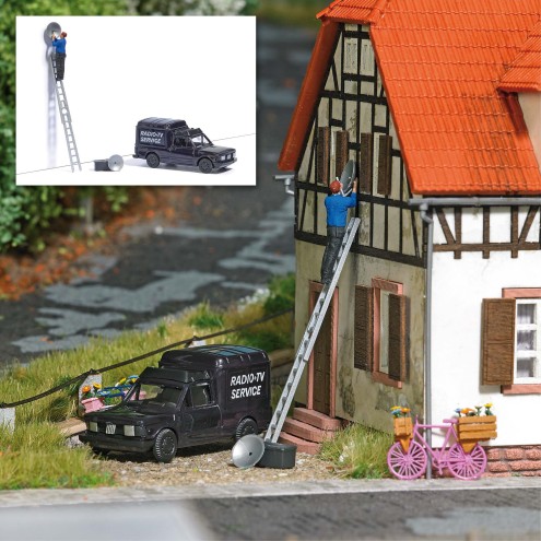 Busch 7982 - A-Set: Sat-Schüssel ausr. H0