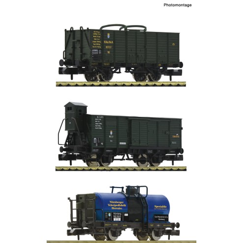 Fleischmann 809005 - 3-tlg. Set Güterwagen, K.Bay.Sts.B.