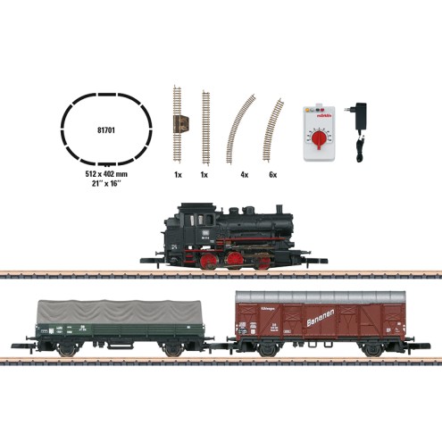 Märklin 81701 - Startpackung 230 Volt. Güterzug mit Gleisoval, Fahrgerät und entsprechender Stromversorgung