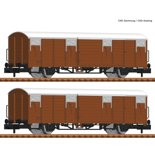 Fleischmann 826210 - 2-tlg. Set: Gedeckte Güterwagen, DR