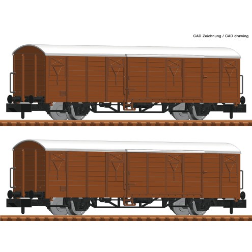 Fleischmann 826213 - 2-tlg. Set: Gedeckte Güterwagen, DB AG