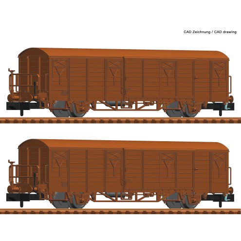Fleischmann 826214 - 2-tlg. Set: Gedeckte Güterwagen, DR