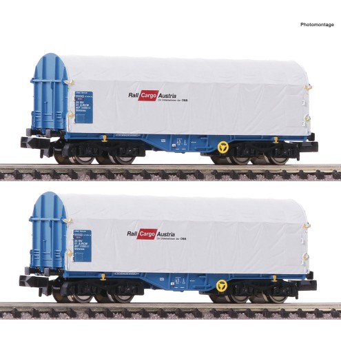 Fleischmann 838820 - 2-tlg. Set: Schiebeplanenwagen, ÖBB