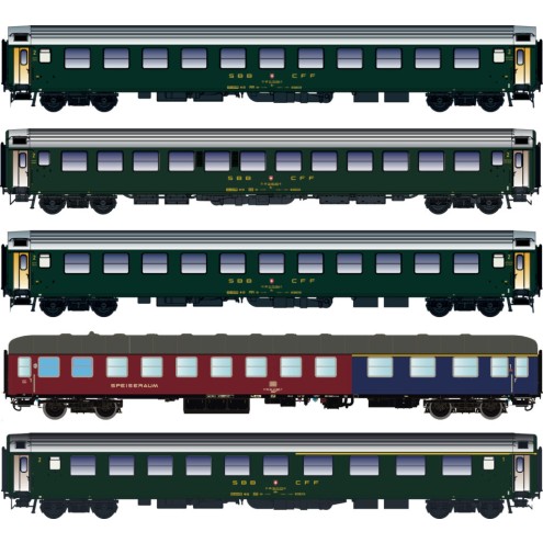 L.S. Models 97032AC - 5er Set Personenwagen DB/SBB, Ep.VIa, D568, AC