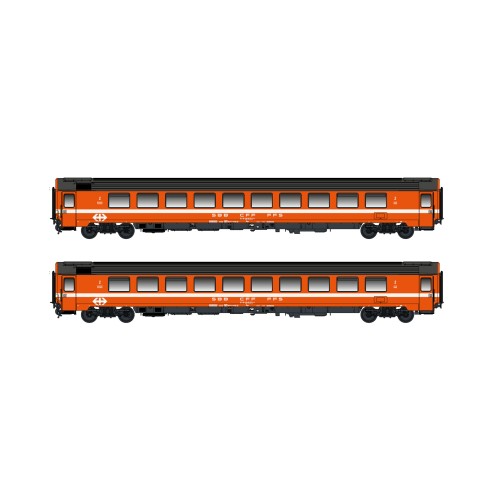 Hobbytrain H25501 - 2er Set Personenwagen Bpm, 2.Kl. (UIC Z1) SBB, Ep.IV-V, oran