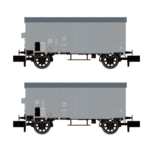 Hobbytrain H24204 - 2er Set gedeckte Güterwagen K2 SBB, EP.II