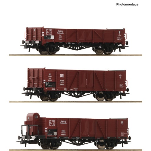 Roco 6600102 - 3er Set offene Güterag. DRB