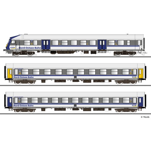Tillig 01087 - Reisezugwagenset „Nord-Ostsee-Bahn“