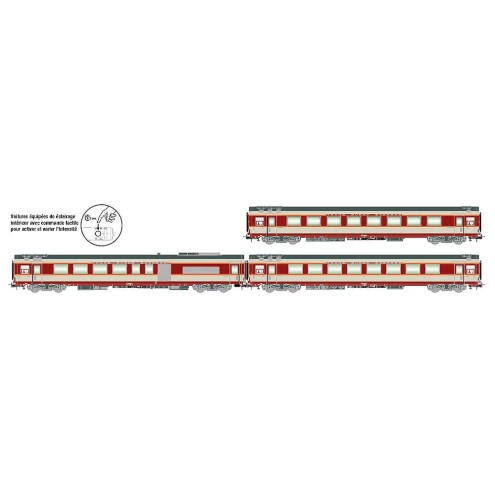 Jouef HJ4192 - SNCF, dreiteiliges Set Gran Confort-Wagen TEE Le Kléber (1x A8u, 1x A8tu, 1x A4Dtux), Grau, Grand Co