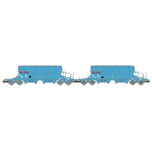 Jouef HJ6230 - NACCO, 2-tlg. Set vierachsiger Schwenkdachwagen Taoos, Hellblau