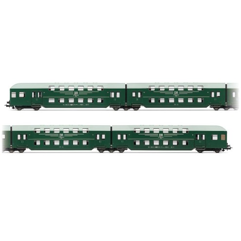 Rivarossi HR4393 - DR, 4-tlg. Doppelstockeinheit ohne Steuerabteil, Grün mit grauem Dach