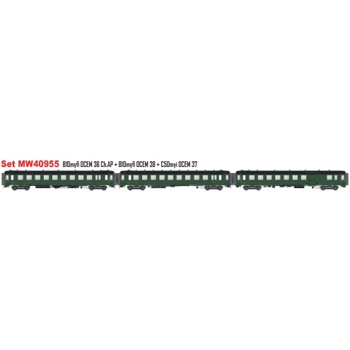 LS Models MW40955 - 3er Set Personenwagen OCEM SNCF, Ep.IIIc