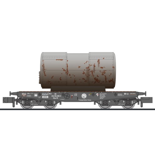 Liliput 265245 - 4-achs. Schwerlastwagen, SSy 55, USATC, Beladung Kessel, Ep.III
