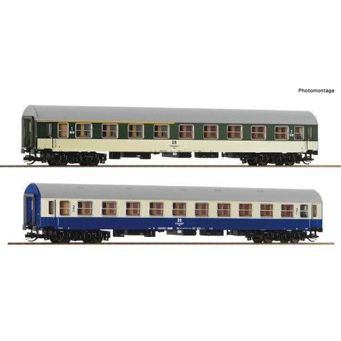 Roco 6280029 - 2er Set Personenwagen Y/B 70 DR Versuchslackierung „Spur TT“