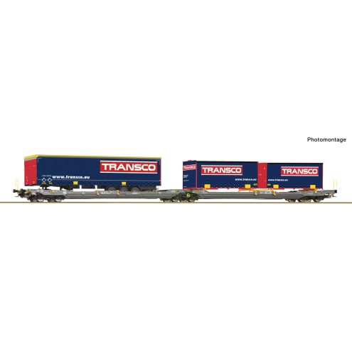 Roco 6600113 - Doppeltwg. T3000e Hupac+Transco Trailer + WB