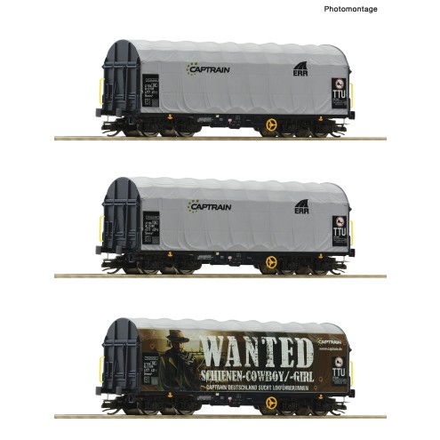Roco 6680023 - 3er Set Schiebeplanenwagen Captrain „Spur TT“