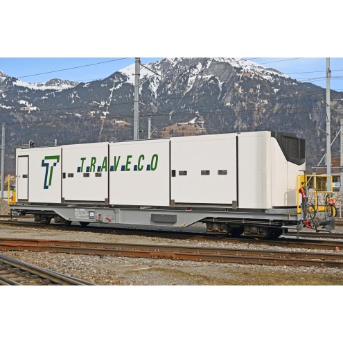 Bemo H0m 2292101 - RhB Sb-v 65691 mit Klimacontainer "Traveco"