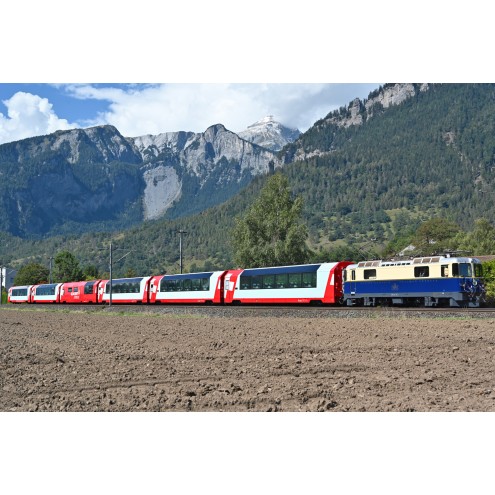 Bemo 0m 9589131 - RhB WRp 3831 Servicewagen "Glacier Express"