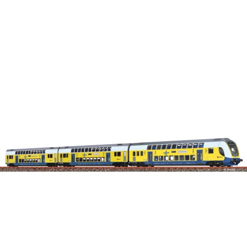 Brawa 44570 - H0 Doppelstock-Wagenset Metronom, 3er-Set (RE 3 Hamburg Hbf)