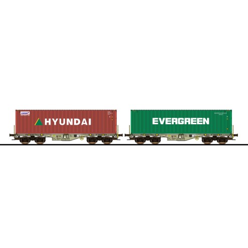 ESU 36609 - Containertragwagen, H0, Sgmmns, 37 80 4505 399-8 + 37 80 4505 567-0, D-AAEC Ep. VI, Container HDMU 665868 + EGHU 945599, DC