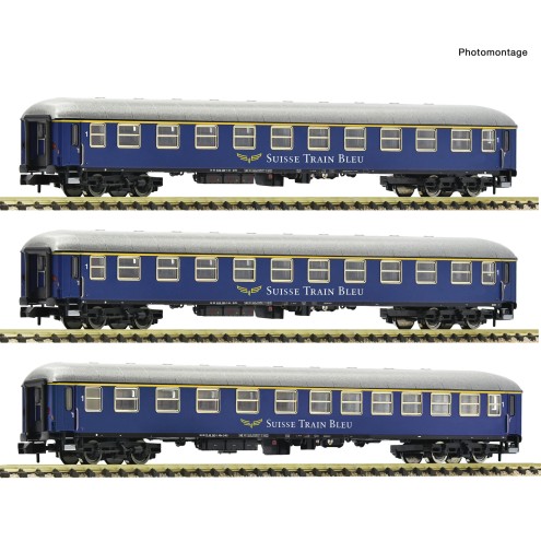 Fleischmann 6260078 - 3er Set Personenwagen Suisse Train Bleue