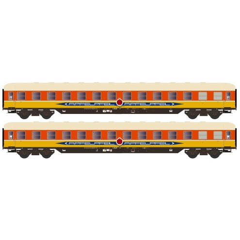 Hobbytrain H22216 - 2er Set Liegewagen Bcm 53 DB/Apfelpfeil, Ep.IV, gelb/orange