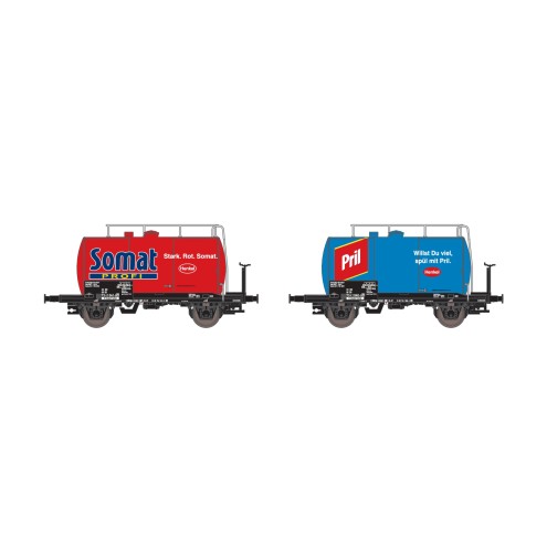Hobbytrain H24837 - 2er Set Leichtbau-Kesselwagen DB/Pril/Somat, Ep.V