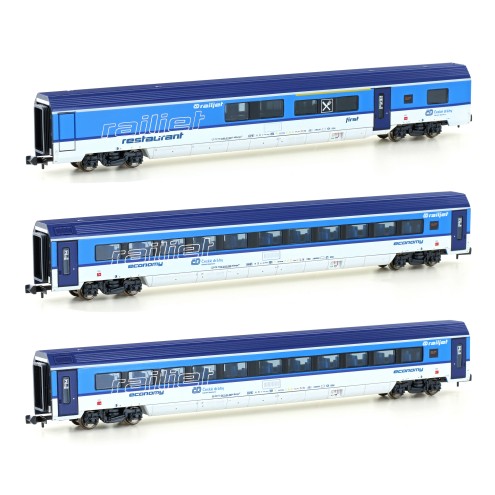 Hobbytrain H25231 - 3er Set Personenwagen CD Railjet, Ep.VI, Set 2