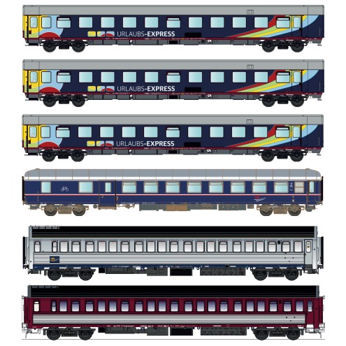 LS Models LS2503N - 6er Set Nachtzugwagen Urlaubs-Express, Ep-VI 