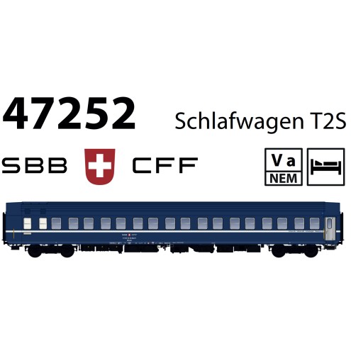 L. S. Models LS47252 - Schlafwagen WLAm (T2S) SBB, altes Logo Ep. Va