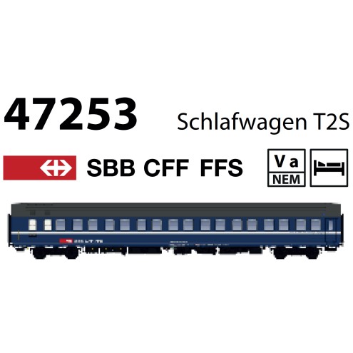 L. S. Models LS47253 - Schlafwagen WLAm (T2S) SBB, neues Logo Ep. Va