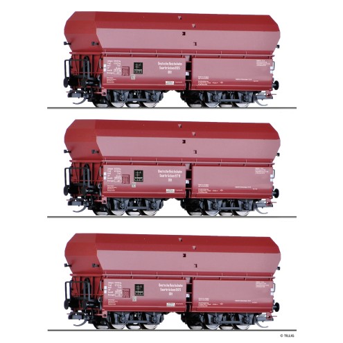 Tillig 01138 - Güterwagenset der DRG, bestehend aus drei Selbstentladewagen OOt Saarbrücken