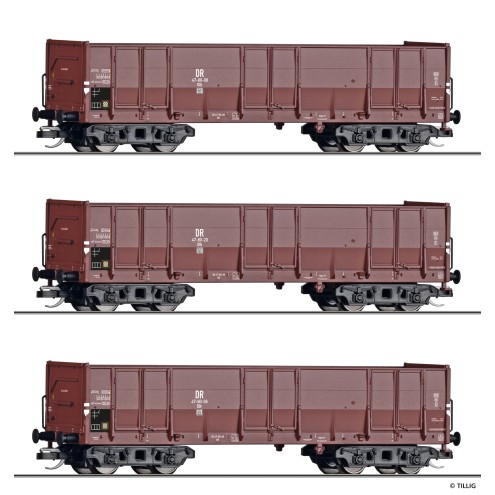 Tillig 01141 - Güterwagenset der DR, bestehend aus drei offenen Güterwagen Oor