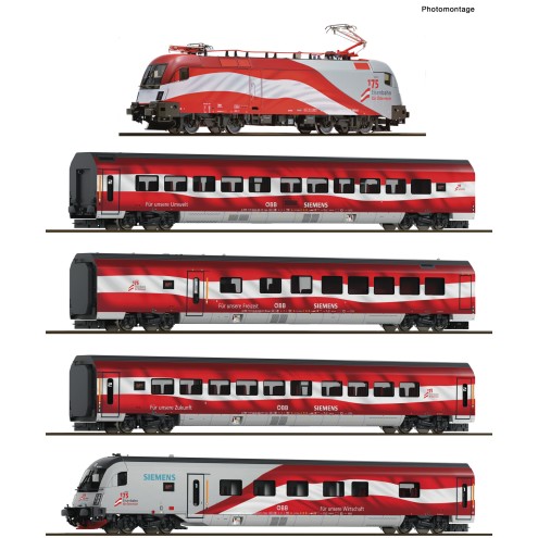 Roco 6280096 - 5-tlg. Set: Railjet „175 Jahre Eisenbahnen in Österreich“, ÖBB