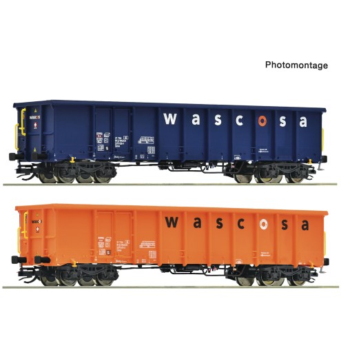 Roco 6680055 - 2-tlg. Set: Offene Güterwagen, Wascosa