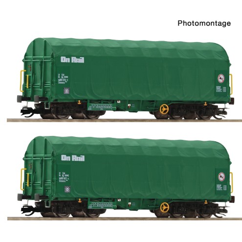 Roco 6680056 - 2-tlg. Set: Schiebeplanenwagen, On Rail
