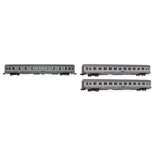 Arnold HN4393 - FS, 3-tlg. Set Reisezugwagen UIC-Z1, in bigrigio-Farbgebung,