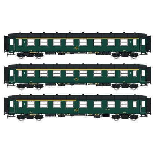 LS Models LS42101 - 3er Set Personenwagen I2 A+A+AR SNCB, Ep.IIIc