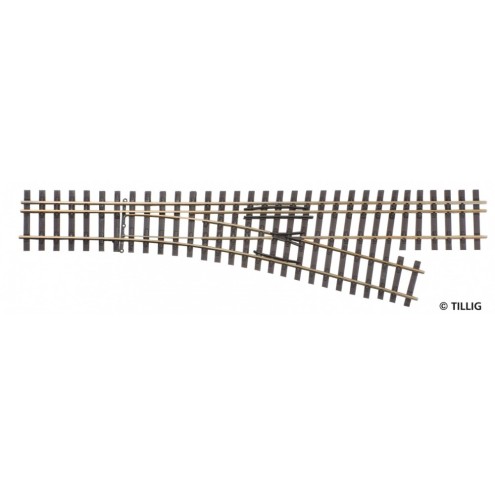 Tillig 85193 - Dreischienen-Schmalspurweiche rechts Abzweig 15° Radius 866 Länge 228 mm
