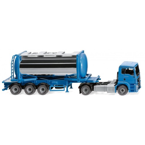 Wiking 053605 - Tankcontainersattelzug Swap (MAN TGS Euro 6c) - himmelblau